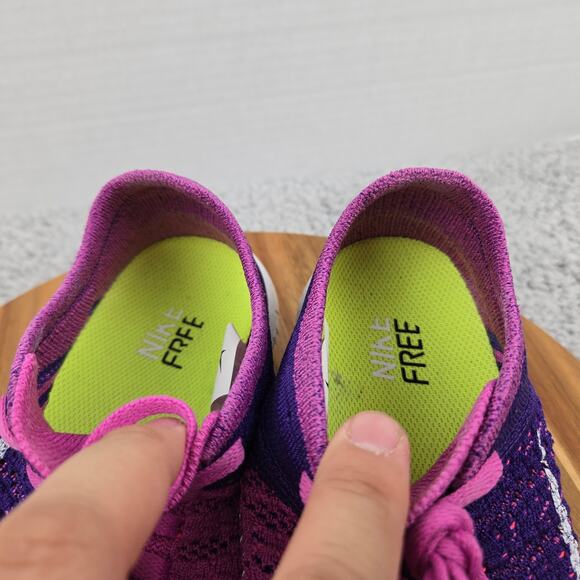 Nike Women 8 Free 4.0 Flyknit Club Pink Court Purple Athletic Daily Running Shoe - Picture 11 of 12